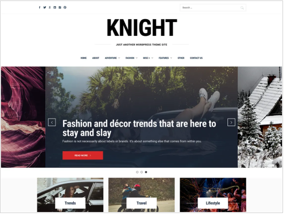 knight feminine WordPress Blog Theme