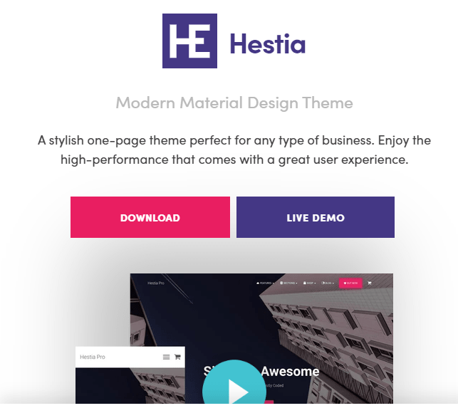 Hestia best free themes in WordPress